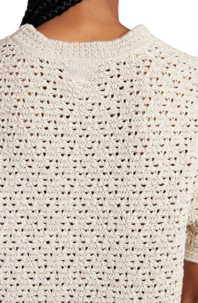 Shop Bottega Veneta Cotton Crochet Sweater In Bone/ Cloud