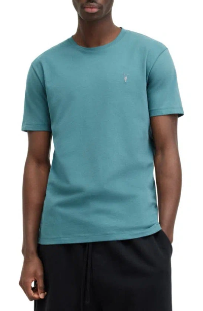 Shop Allsaints Brace Tonic Slim Fit Cotton T-shirt In Aqua Blue
