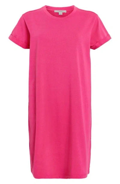 Shop Allsaints Anna Cotton T-shirt Dress In Neon Pink