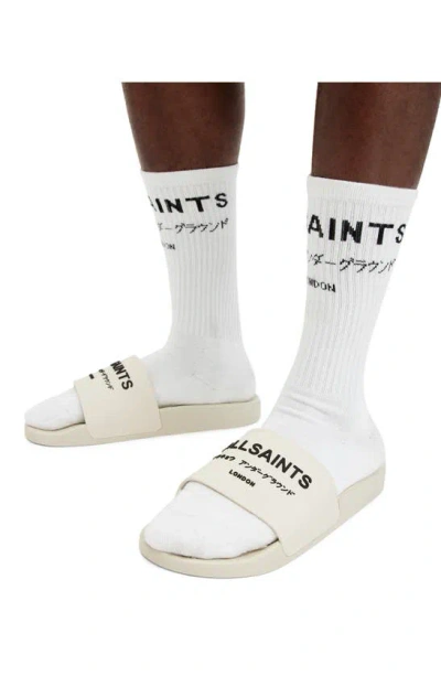Shop Allsaints Underground Slide Sandal In White