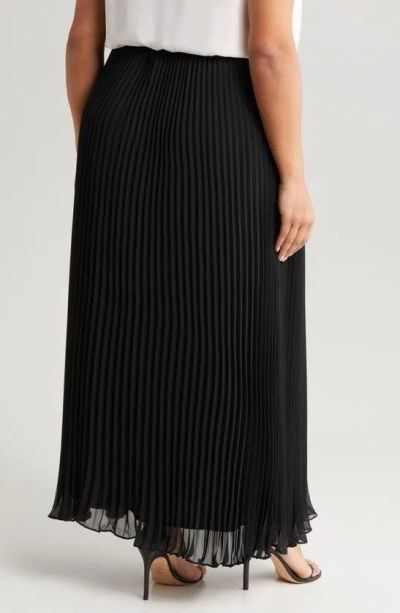 Alex Evenings Pleated Maxi Skirt In Black