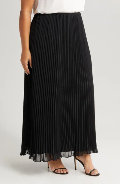 Alex Evenings Pleated Maxi Skirt In Black