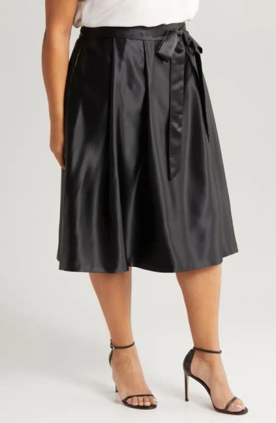 Shop Alex Evenings Satin Midi Skirt In Black