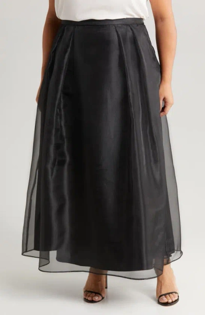 Shop Alex Evenings Pleated Organza Overlay Skirt In Black