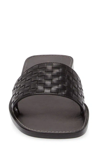 Shop The Row Woven Leather Slide Sandal In Black