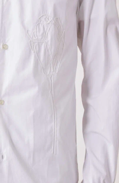 Shop Officine Generale Eloan Embroidered Button-up Shirt In White