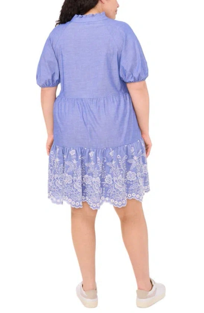 Shop Cece Eyelet Trim Babydoll Dress In Blue Air