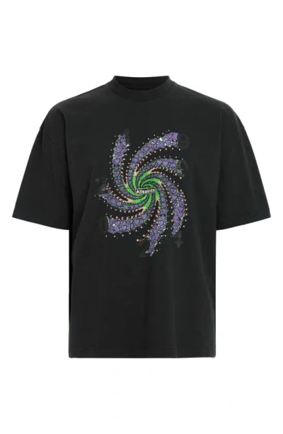 Shop Allsaints Fraktyl Graphic T-shirt In Washed Black
