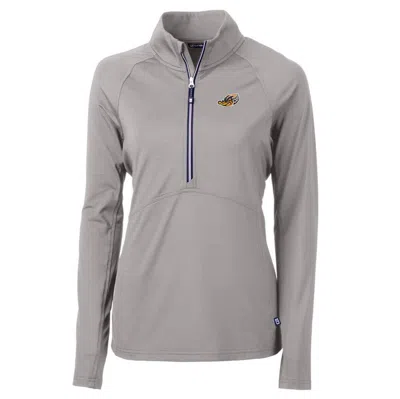 Shop Cutter & Buck Gray Akron Rubberducks Adapt Eco Knit Stretch Recycled Half-zip Top