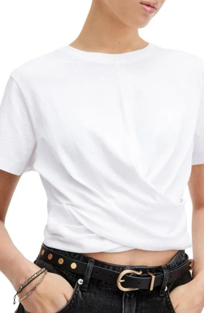 Shop Allsaints Mallinson Twist Hem Crop T-shirt In Optic White