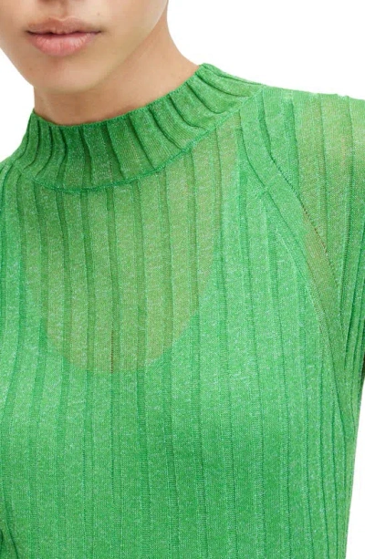 Shop Allsaints Patrice Cap Sleeve Rib Midi Sweater Dress In Bright Green