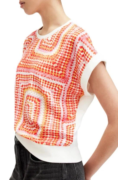 Shop Allsaints Giana Luisa Print Knit Top In Blood Orange
