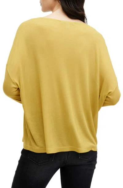 Shop Allsaints Rita Oversize Long Sleeve T-shirt In Golden Palm Green