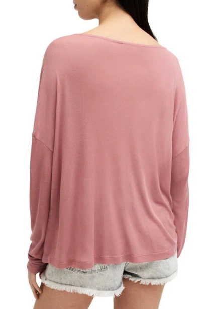 Shop Allsaints Rita Oversize Long Sleeve T-shirt In Ash Rose Pink