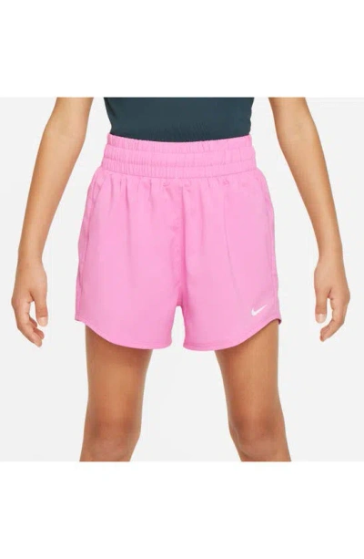 Shop Nike Kids' Dri-fit One Training Shorts In Playful Pink/ White