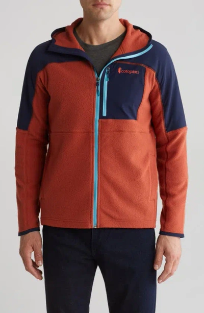 Shop Cotopaxi Abrazo Colorblock Zip Fleece Hooded Jacket In Maritime/spice