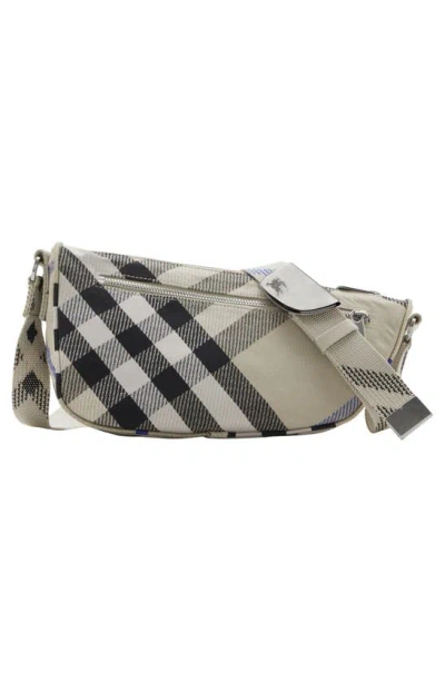 Shop Burberry Shield Check Jacquard Crossbody Bag In Lichen
