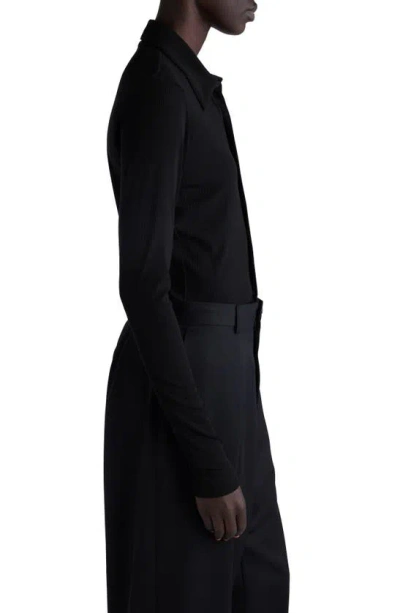 Balenciaga Rib Button-up Shirt In Black