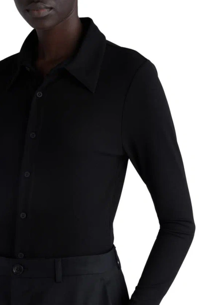 Shop Balenciaga Rib Button-up Shirt In Black