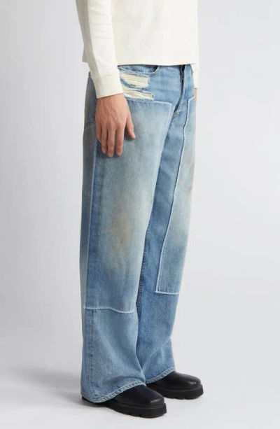 Shop Frame Patched Wide Leg Jeans In Mcallen