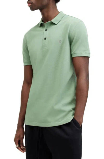 Shop Allsaints Reform Slim Fit Cotton Polo In Shamrock Green