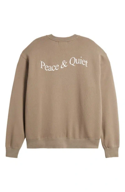 Shop Museum Of Peace And Quiet Wordmark Fleece Crewneck Sweatshirt In Clay