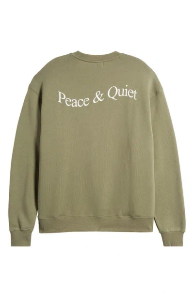 Shop Museum Of Peace And Quiet Wordmark Fleece Crewneck Sweatshirt In Olive