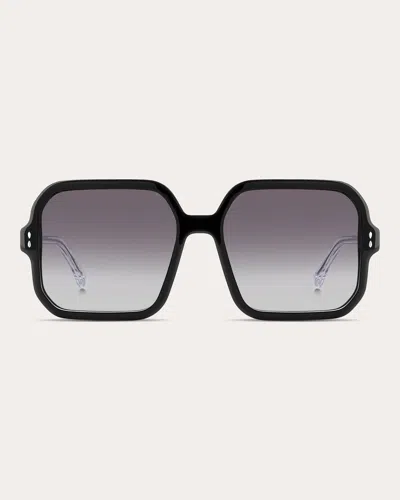 Shop Isabel Marant Women's Black & Gray Gradient Oversized Square Sunglasses