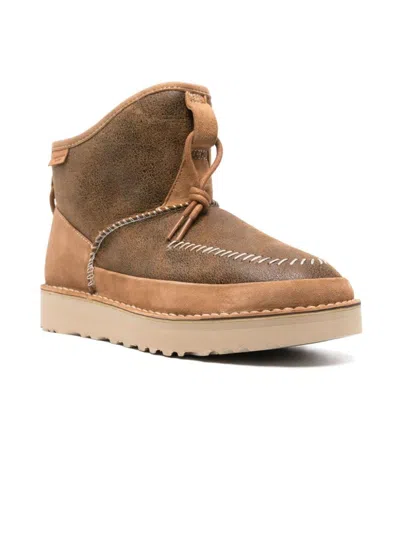 Shop Ugg Brown Calf Leather Ankle Boots In Hazel