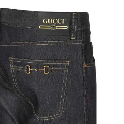 Shop Gucci Tapered Jeans In Blue