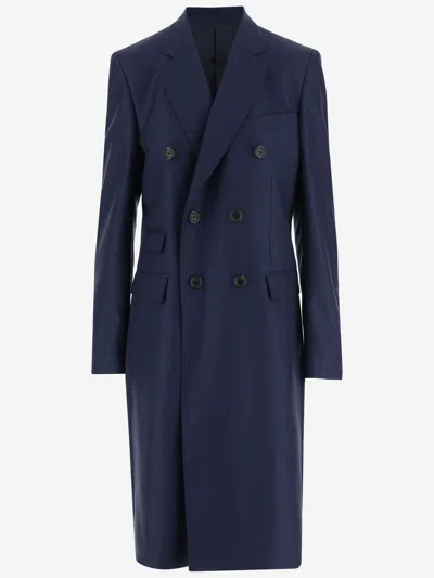 Shop Armarium Double-breasted Wool Coat In Blue