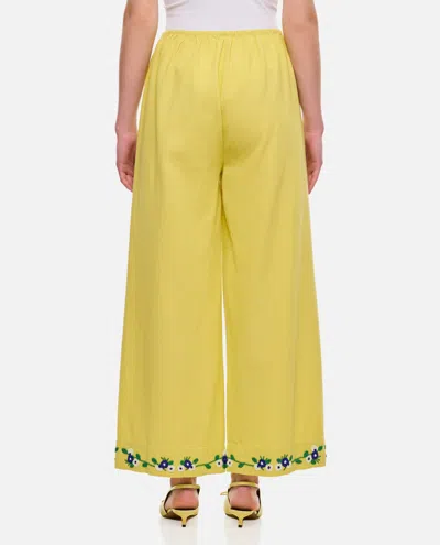 Shop Bode Beaded Chicory Cotton Pants In Yellow