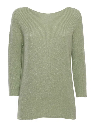 Shop Fabiana Filippi Green Boat-neck Sweater