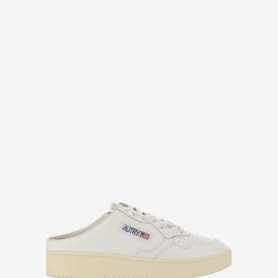 Shop Autry Medalist Mule Low Leather Sneakers In White