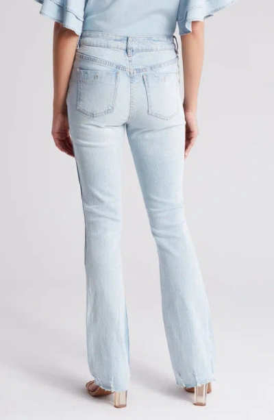 Shop Oat New York High Rise Distressed Flare Jeans In Vanilla Sky Light