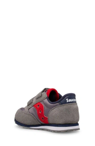 Shop Saucony Jazz Hook & Loop Sneaker In Grey/ Red/ Navy