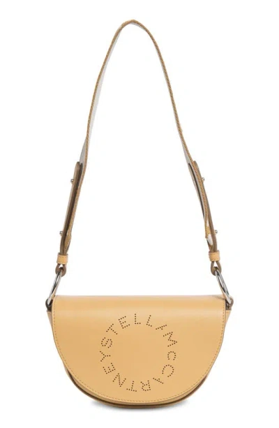 Shop Stella Mccartney Logo Crossbody Bag In Beige Camel