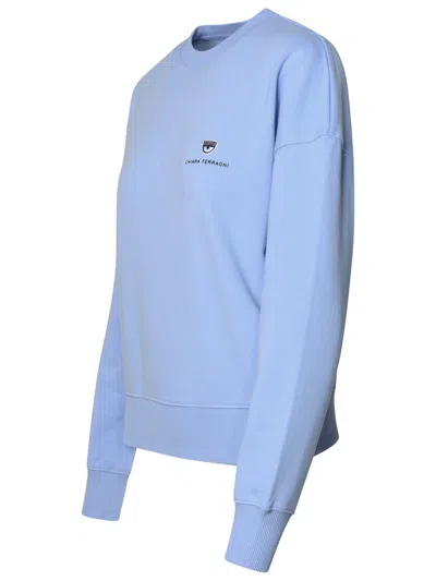 Shop Chiara Ferragni Light Blue Cotton Blend Sweatshirt