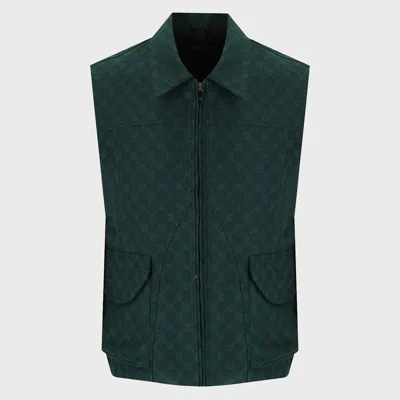 Shop Daily Paper Green Cotton Blend Gilet In Pine Green