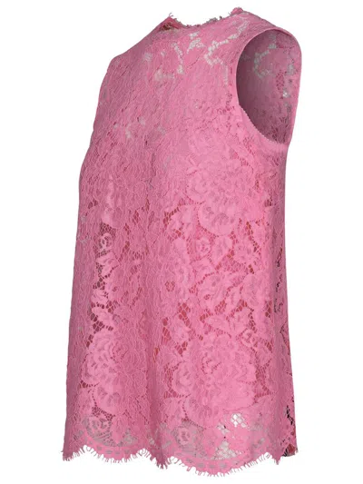 Shop Dolce & Gabbana Pink Viscose Blend Tank Top
