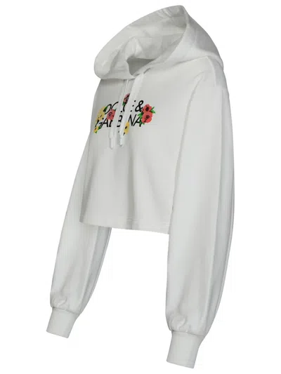 Shop Dolce & Gabbana White Cotton Sweatshirt