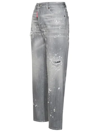 Shop Dsquared2 Grey Cotton Blend Jeans