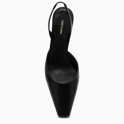 Shop Ferragamo Slingback With Cage Heel In Black