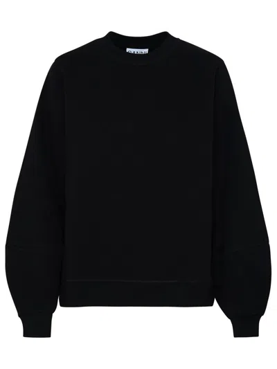 Shop Ganni Black Cotton Blend Sweatshirt