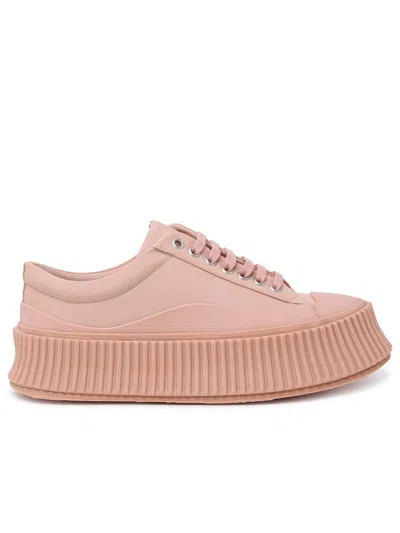 Shop Jil Sander Pink Canvas Sneakers