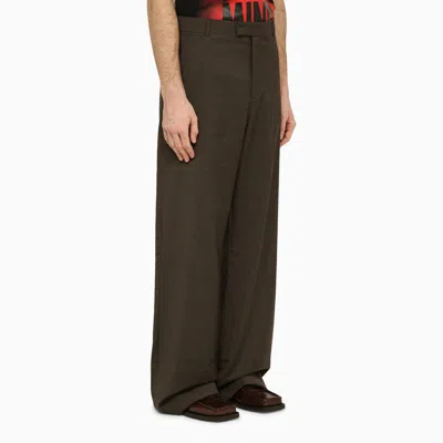 Shop Martine Rose Trousers With Houndstooth Pattern In Brown