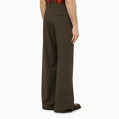Shop Martine Rose Trousers With Houndstooth Pattern In Brown