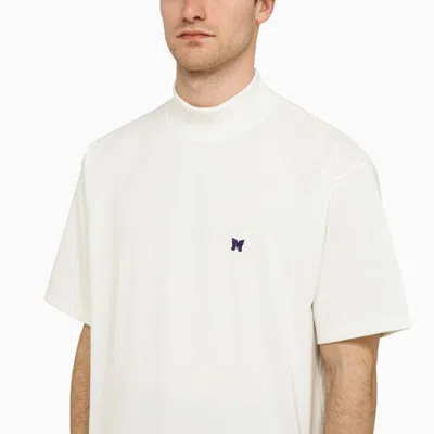 Shop Needles Stand-up Collar T-shirt With Embroidery In White