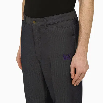 Shop Needles Straight Twill Navy Trousers In Blue