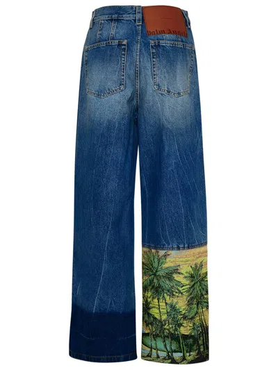 Shop Palm Angels Blue Cotton Jeans